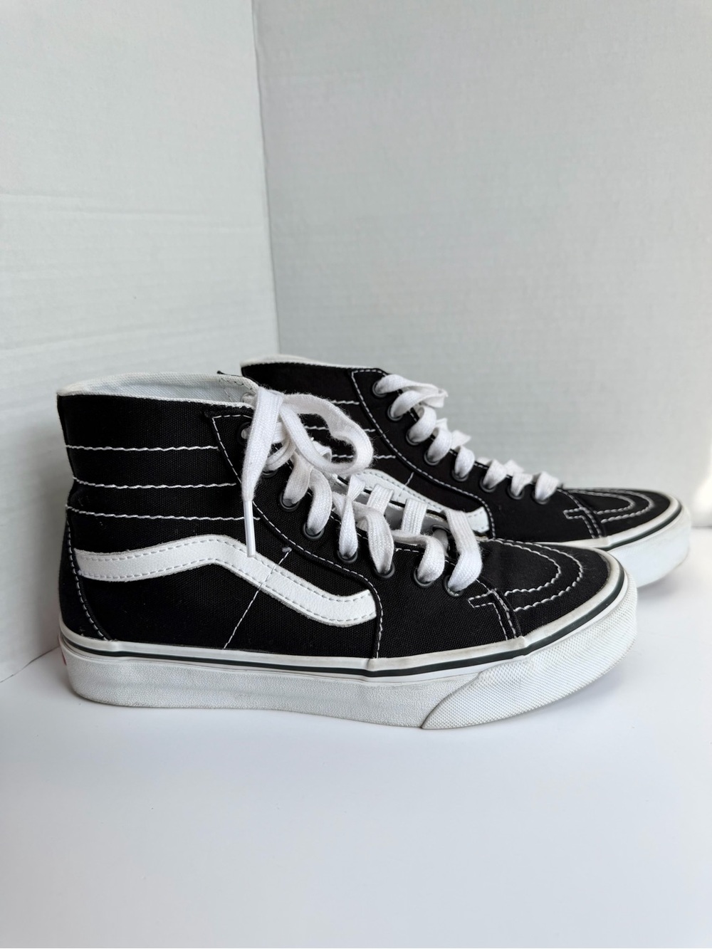 Vans Sk8-Hi Black White High Top Canvas Skate Shoes 721356 Womens Sz 7 Mens 5.5